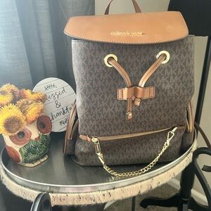 Michael Kors Jetset Logo Brown Backpack